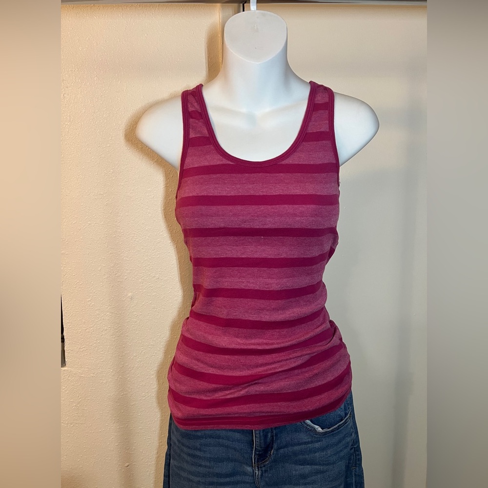 Old Navy Berry and Pink Striped Tank Top